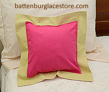 Pillow sham. RASPBERRY SORBET with HEMP (LIGHT GOLD) color. 12".